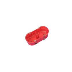 Puszka instalacyjna do płyt gipsowych podwójna 2x fi 60 płytka, z wkrętami, samogasnąca, bezhalogenowa, czerwona