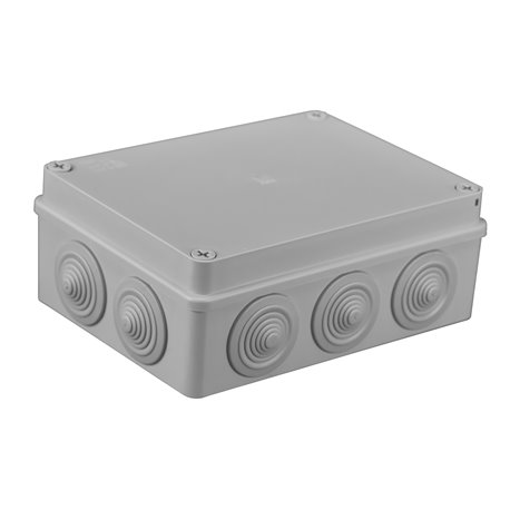 Puszka instalacyjna hermetyczna S-BOX 190x140x70, 10x PG-29, bezhalogenowa, IP65, szara